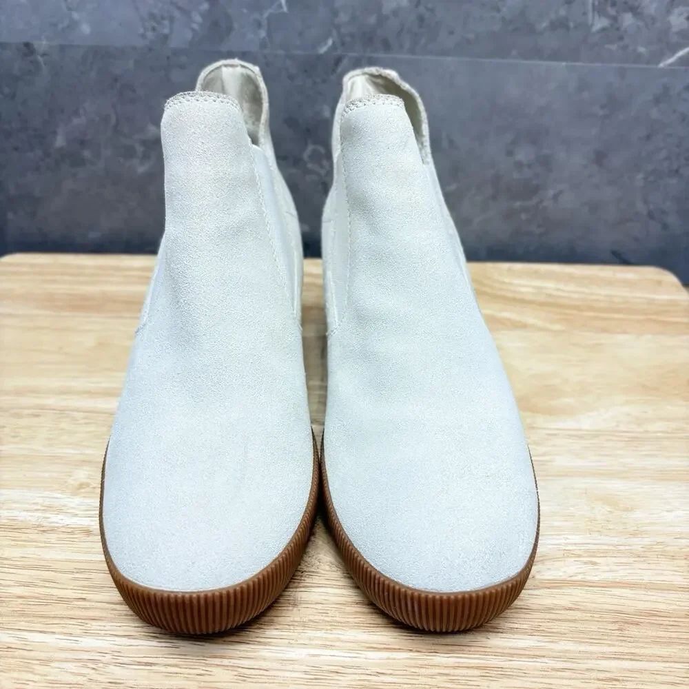 Sorel Wedge Boots Out N About Slip On Chalk Suede Platform Waterproof Bootie 7.5